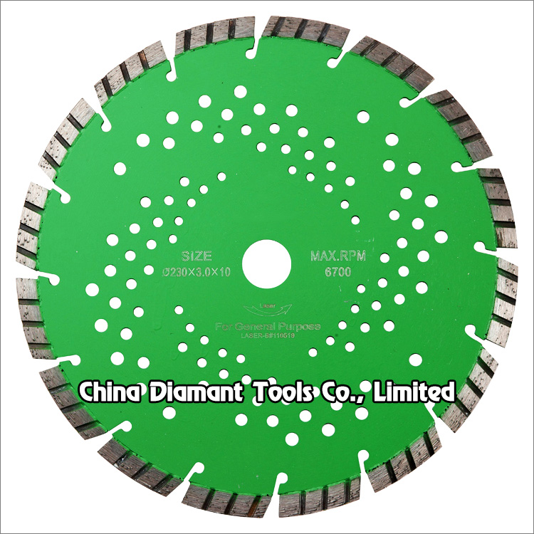 9 inches 230mm laser welded diamond dry cutter for general purpose cutting
