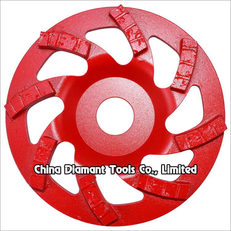 PCD grinding cup wheels for concrete floor - metal bond curved PCD segments