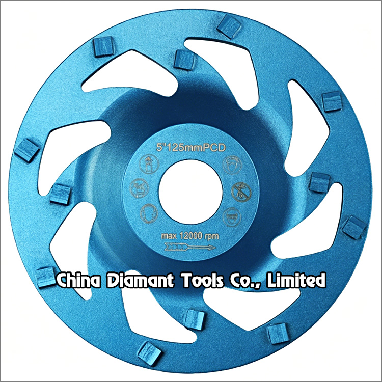 5 inches 125mm PCD grinding cup wheel for concrete floor quarter round*12pcs
