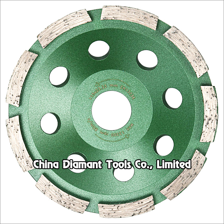 4.5 inches 115mm diamond grinding cup wheel for stone concrete single row 9pcs segments