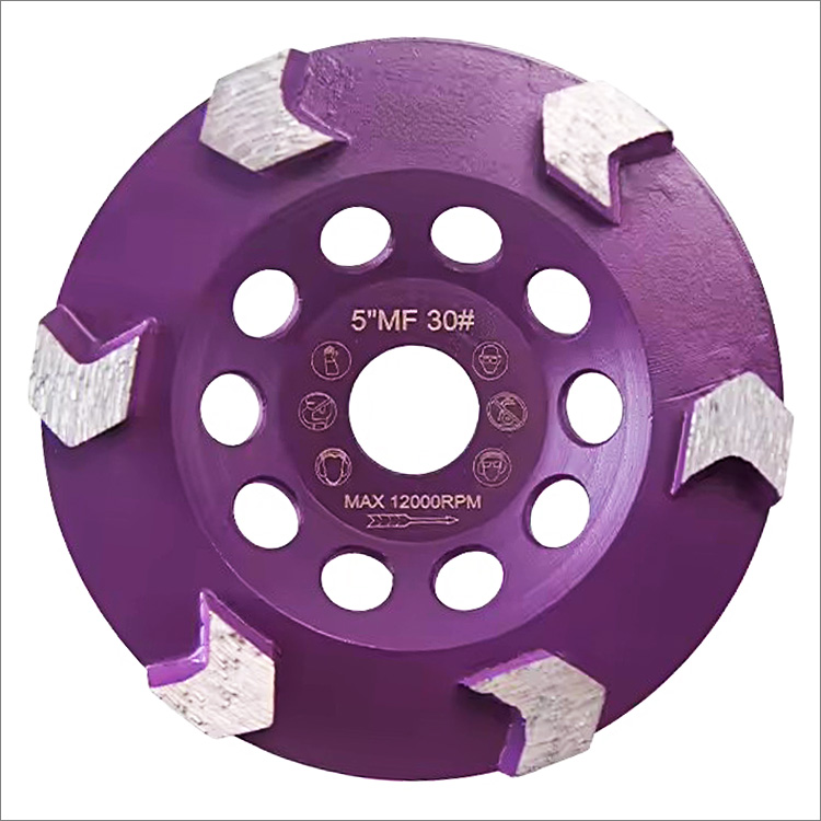 5 inches 125mm medium bond grit 30 diamond grinding cup wheel for concrete arrow segments