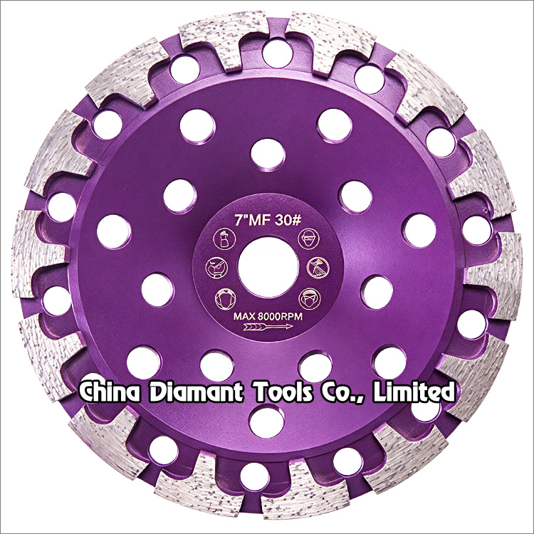 7 inches 180mm diamond grinding cup wheel for concrete T segments grit 30 medium bond
