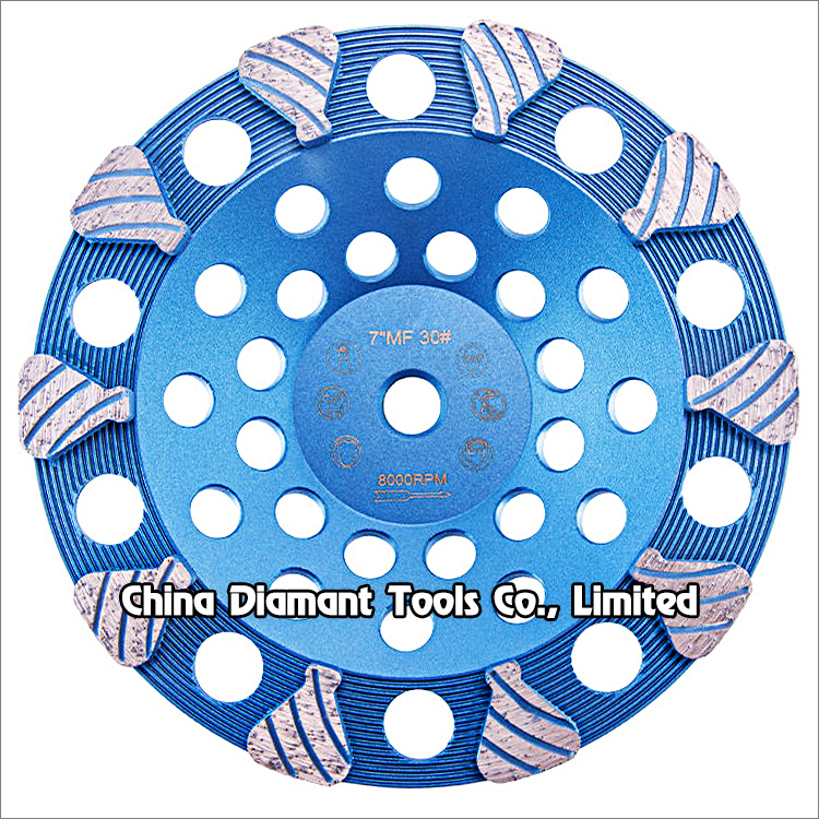7 inches 180mm diamond grinding cup wheel for concrete grit 30 medium bond 10pcs fan shape segments