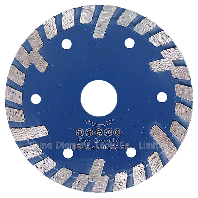 4.5 inches 115mm granite dry cutting diamond saw blade wide turbo rim with protective teeth