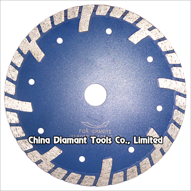7 inches 180mm granite dry cutting diamond saw blade wide turbo rim with protective teeth