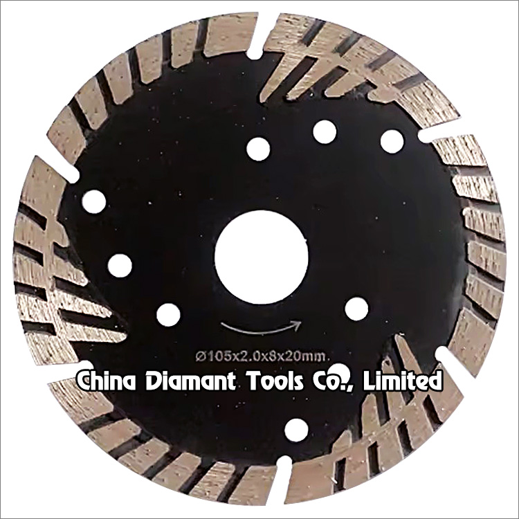 4 inches 105mm dry cutting diamond saw blade wide turbo segments with protective teeth