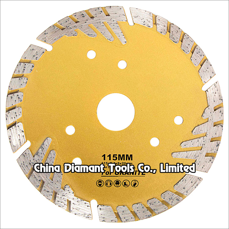 4.5 inches 115mm dry cutting diamond saw blade wide turbo segments with protective teeth