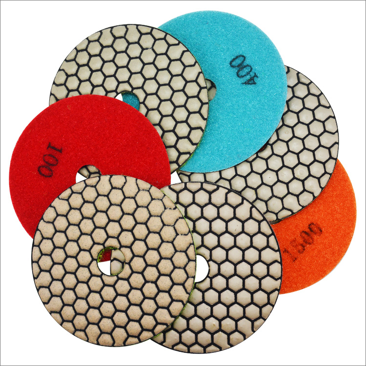4 inches 100mm resin bond dry use flexible diamond polishing pads for stone granite