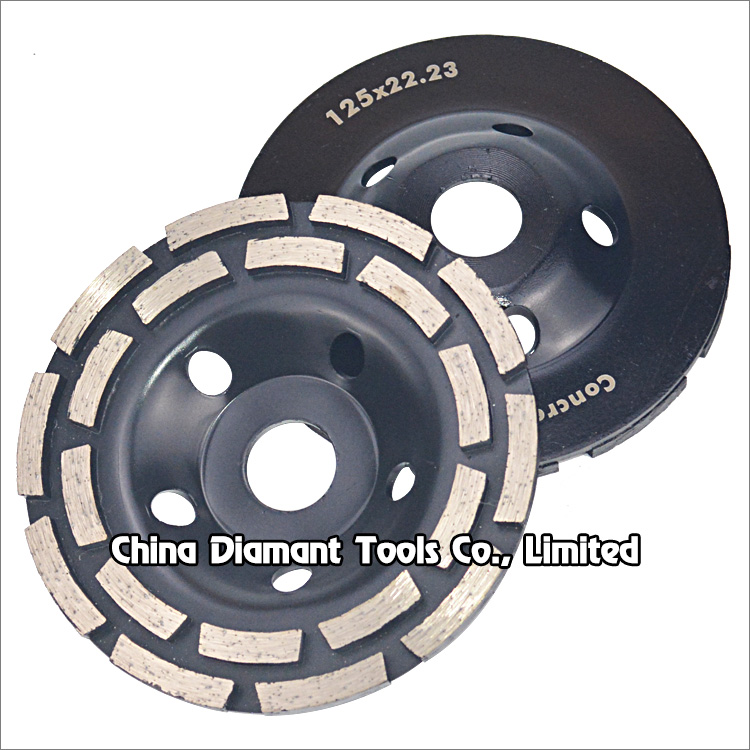 5 inches 125mm double rows diamond grinding cup wheel for concrete