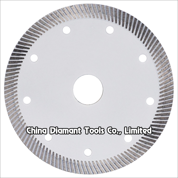 Diamond dry cutting saw blades - hot-press sintered, narrow turbo continuous rim segments